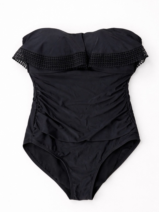 Kona Sol Other - Kona Sol Black Strapless One Piece Swimsuit Crochet Trim Size Large